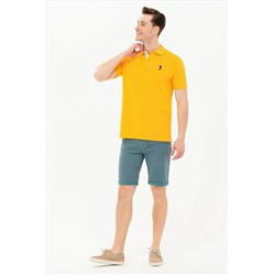 Erkek Sarı Basic Polo Yaka Tişört