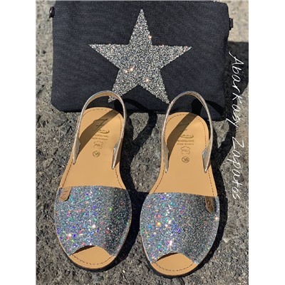 AB. Zapatos 320-5 GLITTER PLATA+GLITTER ESTRELLA