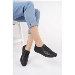 Deripabuc Hakiki Deri Siyah Kadın Deri Casual Ayakkabı Dp62-8001 DP62-8001