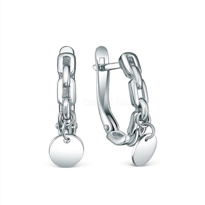 Серьги из серебра родированные - Круги (подвижные элементы) 925 пробы 520-10-450-1р