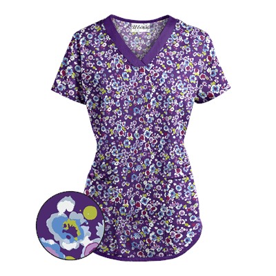 UA Passion Posies Grape Print Scrub Top