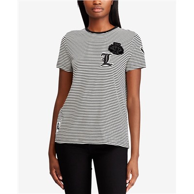 Lauren Ralph Lauren Striped Patch T-Shirt