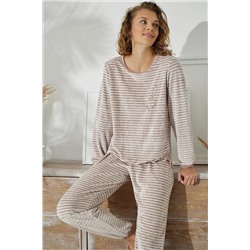 Sevim Kadın Uzun Kol Kadife Pembe Pijama Takımı C1T5N2O00 315822