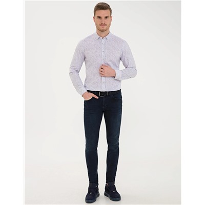 Mor Slim Fit Uzun Kollu Gömlek