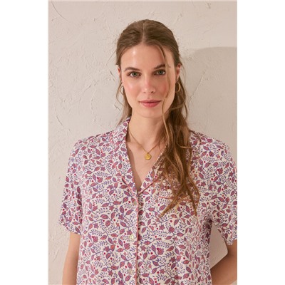 Pijama camisero Capri estampado rosa