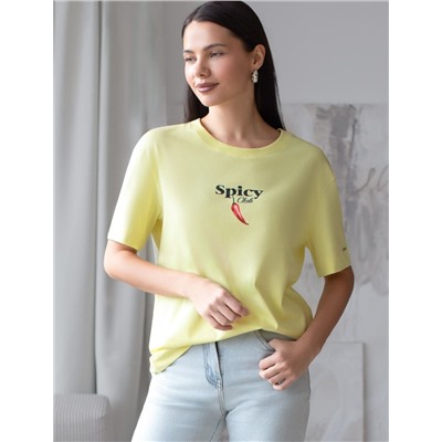 Свободная футболка с принтом из премиального хлопка с эастаном