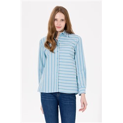 Kadın Mavi Uzun Kollu Gömlek