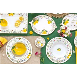 Блюдо, 30х21,5 см, фарфор P, овальное, белое, Цветы и лимоны, Fleurs et Citrons, 63254