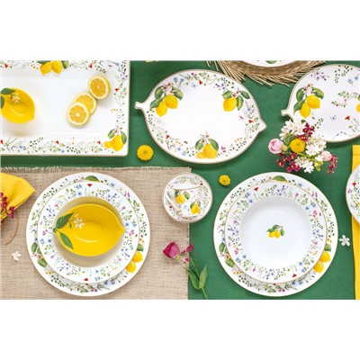 Салатник, 15х8 см, 600 мл, фарфор P, белый, Цветы и лимоны, Fleurs et Citrons, 62848