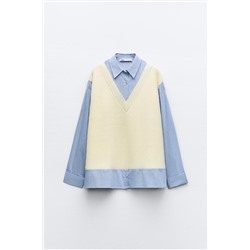 CONTRAST SHIRT SWEATER