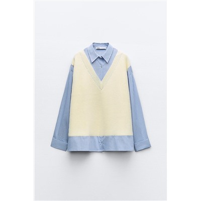 CONTRAST SHIRT SWEATER