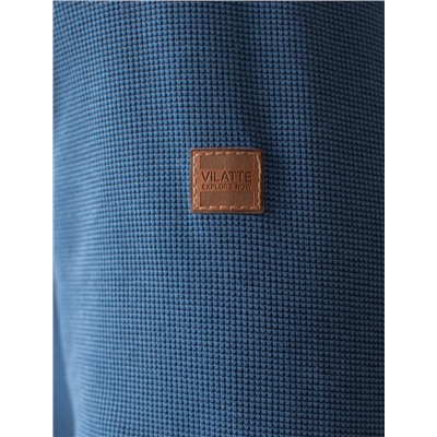 Лонгслив из фактурного трикотажа с плетеным воротником поло с застежкой на пуговицы