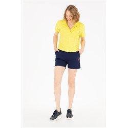 Kadın Neon Sarı Crop Polo Yaka Tişört