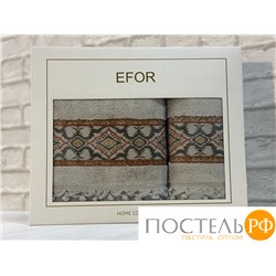 T1141/SM03 Набро полотенец EFOR из 2-х предметов (50*90.70*140) модель орнамент (капучино) KAPUCINO