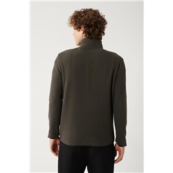 Antrasit Dik Yaka Soğuğa Dayanıklı Yarım Fermuarlı Regular Fit Standart Kesim Polar Sweatshirt