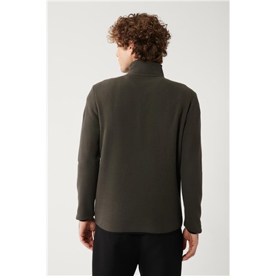 Antrasit Dik Yaka Soğuğa Dayanıklı Yarım Fermuarlı Regular Fit Standart Kesim Polar Sweatshirt