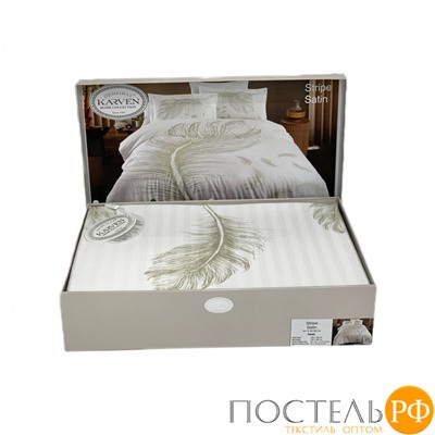 Постельное белье Карвен Stripe Satin с цветным принтом семейное N251-SB014 (7пр.)