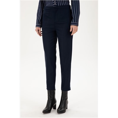 Kadın Lacivert Carrot High Waist Fit Kanvas Pantolon