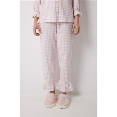 Pijama camisero largo 100% algodón rosa cuadros