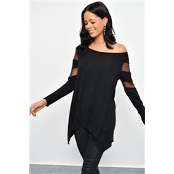 Cool & Sexy Kadın Siyah Tül Detaylı Tunik SF11021