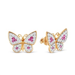 Серьги-пусеты из золочёного серебра с фианитами 925 пробы п6-949-2з215