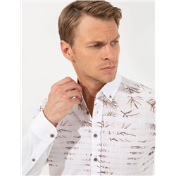 Kahverengi Slim Fit Uzun Kollu Gömlek
