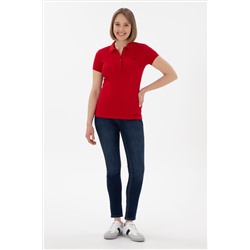 Kadın Kırmızı Basic Polo Yaka Tişört