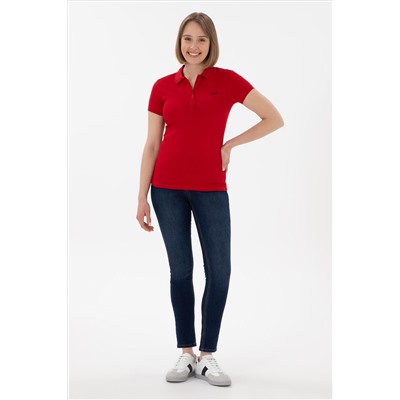 Kadın Kırmızı Basic Polo Yaka Tişört