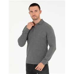 Antrasit Melanj Slim Fit Basic Sweatshirt