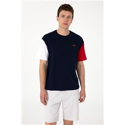 Erkek Comfort Fit Bisiklet Yaka Lacivert Tişört
