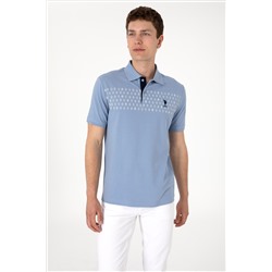 Erkek Regular Fit Polo Yaka Mavi Tişört