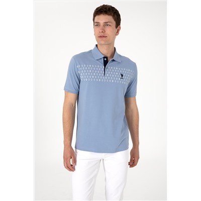 Erkek Regular Fit Polo Yaka Mavi Tişört