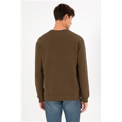 Erkek Haki Basic Sweatshirt