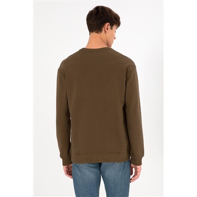 Erkek Haki Basic Sweatshirt