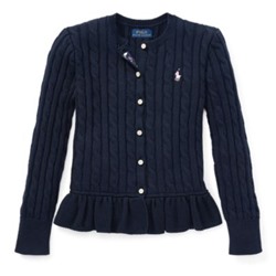 GIRLS 7-16 Cotton Peplum Cardigan
