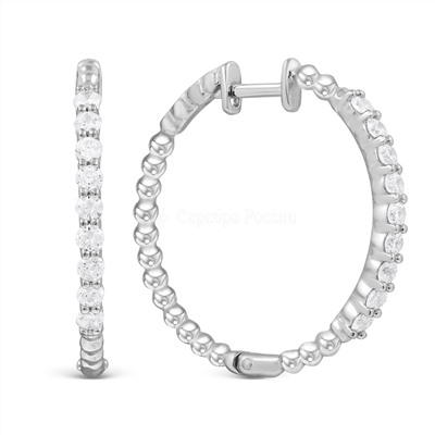Серьги из серебра с фианитами родированные 925 пробы с-7253р200