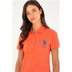 Kadın Nar Çiçeği Polo Yaka Örme Elbise