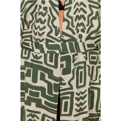 Çok Renkli Etek Ucu Püsküllü Yarasa Kol Viskon Plaj Giyim Büyük Beden Kimono&Kaftan TBBSS24DE00005