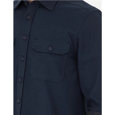 Lacivert Regular Fit Uzun Kollu Gömlek