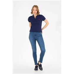 Kadın Lacivert Basic Polo Yaka Tişört
