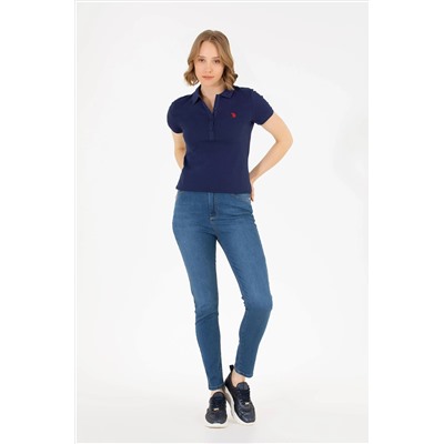Kadın Lacivert Basic Polo Yaka Tişört
