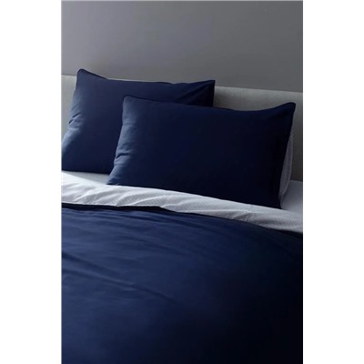 Coyne King Size %100 Pamuk Baskılı Saten Nevresim Takımı - Lacivert
