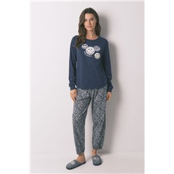 Pijama largo 100% algodón SmileyWorld® azul