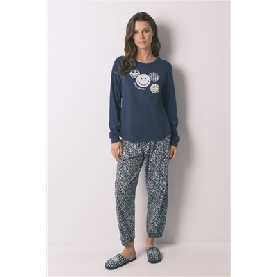 Pijama largo 100% algodón SmileyWorld® azul