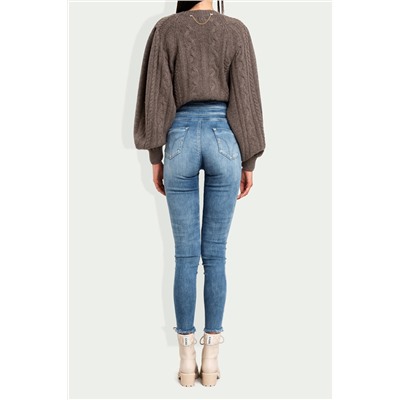 Vaquero skinny de tiro alto Azul