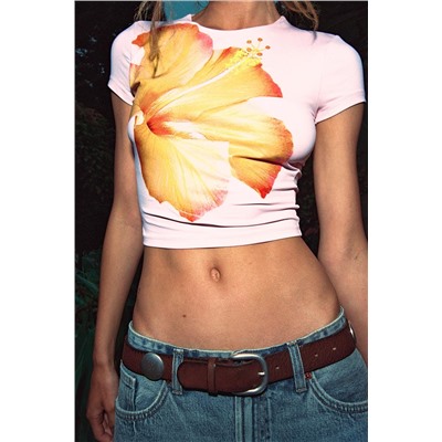 POLYAMIDE FLORAL T-SHIRT