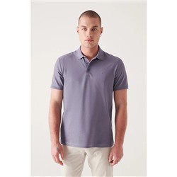 Lila %100 Pamuk Serin Tutan Polo Yaka T-Shirt