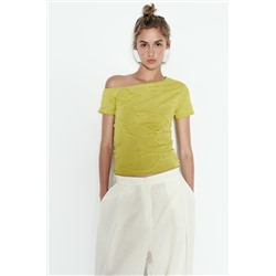 ASYMMETRIC KNIT CROP TOP