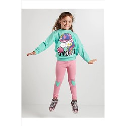 DenokidsBubble Unicorn Kız Çocuk Sweatshirt Tayt Takım