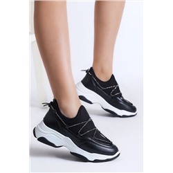 Tonny Black Kadın Siyah Taş Şeritli Strec Sneaker TBLDY035